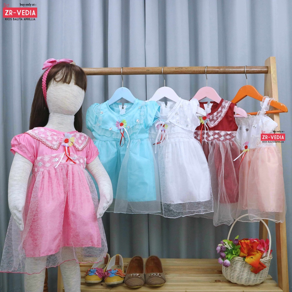 Gaun Bayi (+/-) uk 0-12 bulan / Dress Baby Murah Baju Bayi Perempuan Cewek Gaun Pesta Anak Kado Lucu kiosbalitaaprilia