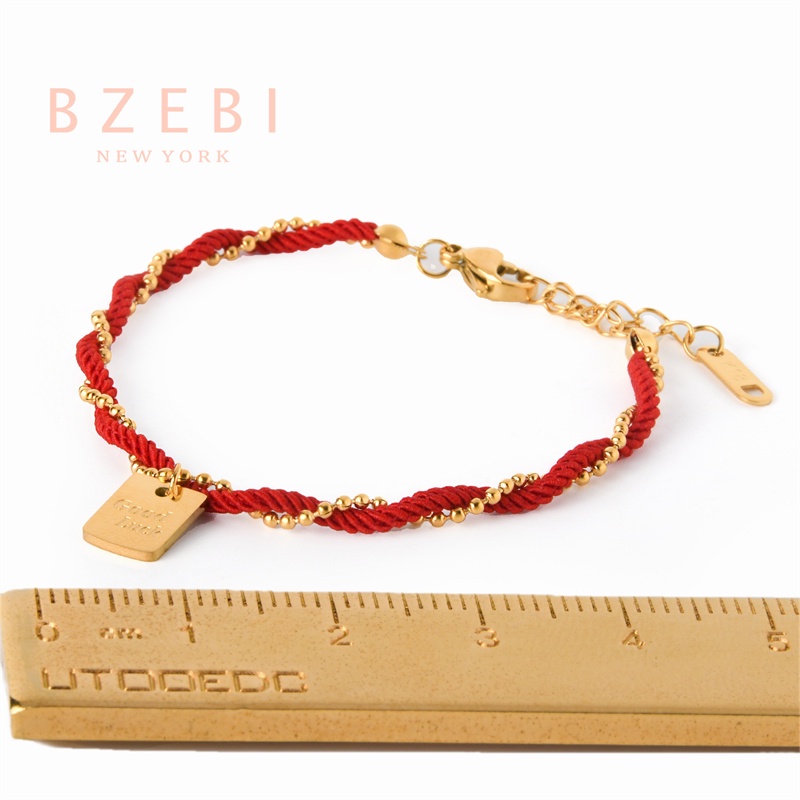 Bzebi Gelang Titanium Steel Lapis Emas 18k Hias Berlian Imitasi Gaya Korea 966b