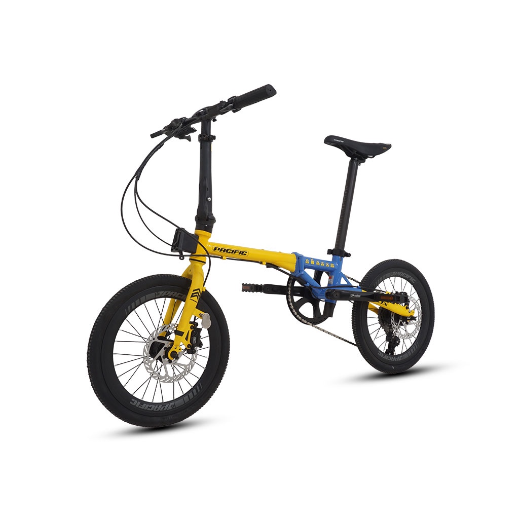 SEPEDA LIPAT PACIFIC FLUX MINIONS 16” 10 SPEED FRAME STEEL HYDRAULIC DISC BRAKE BICYCLE FOLDING BIKE