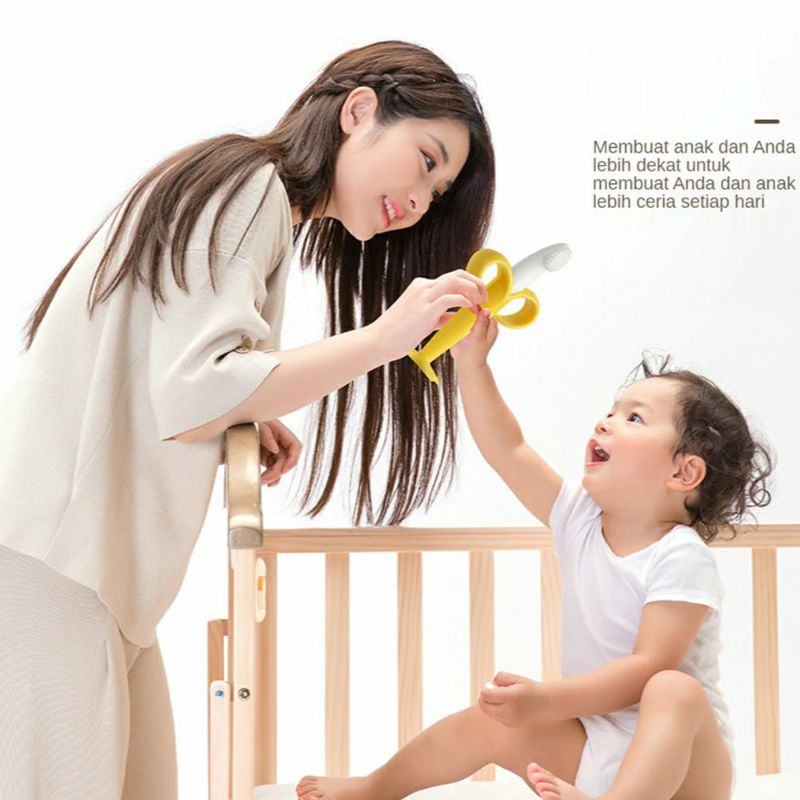 Mainan Gigitan Bayi Bentuk Pisang/Teether Bayi Bahan Silikon Bentuk Pisang