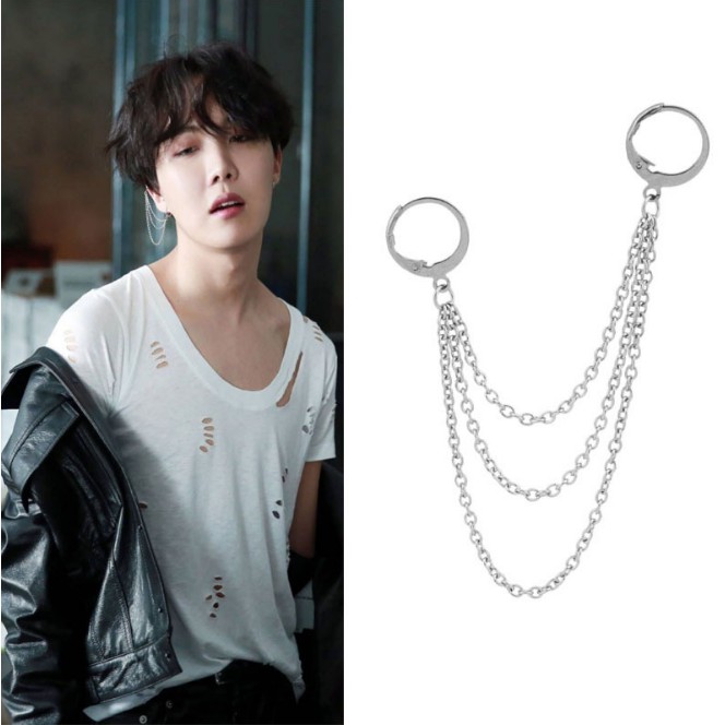 BTS J-hope Long Chain Double Clips Pendant Personality Earring