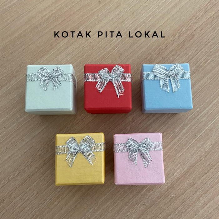 Kotak cincin single motif pita lucu cocok untuk kado hadiah cewek pacar