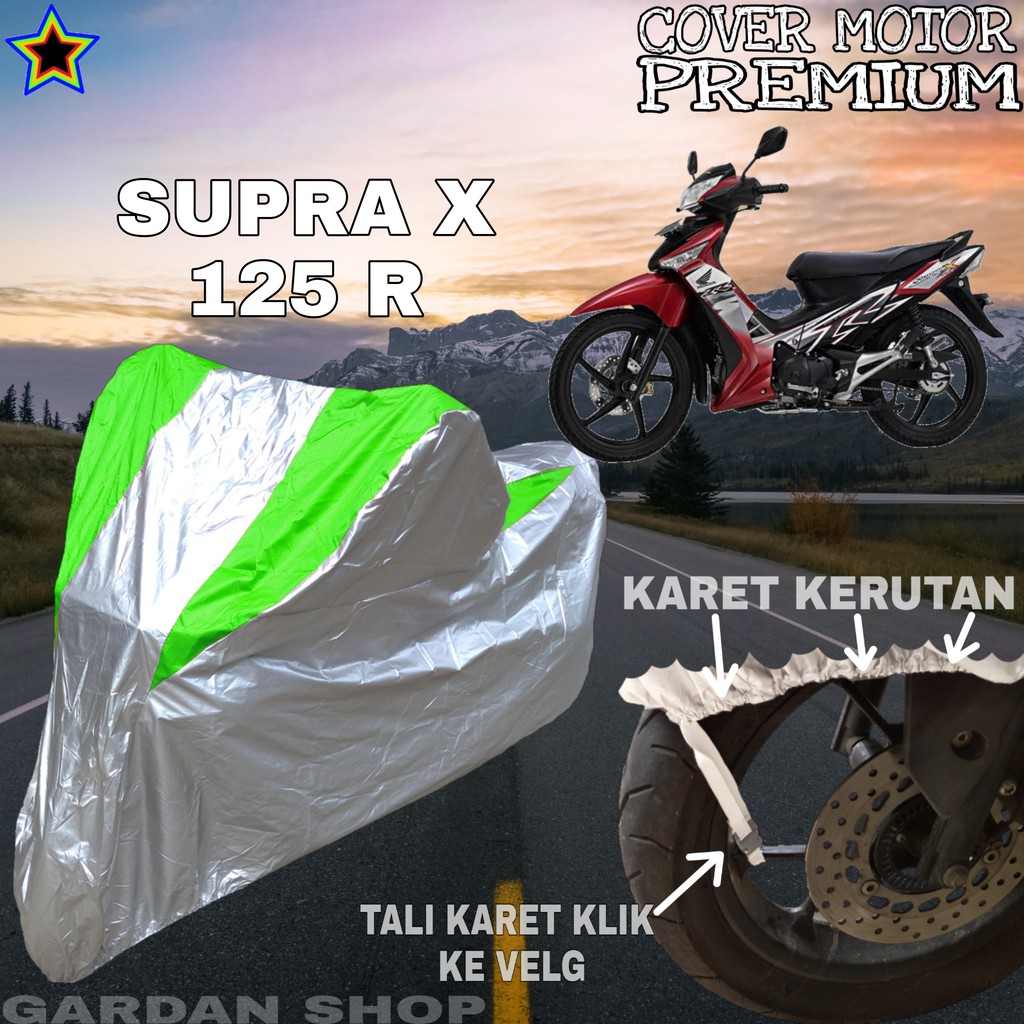 Sarung Motor SUPRA X 125 R Silver HIJAU Body Cover Penutup Pelindung Motor Supra x PREMIUM