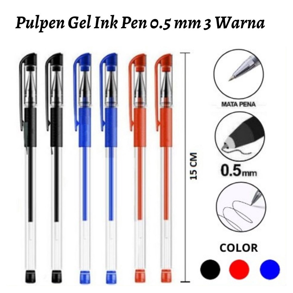 

Pulpen Gel Ink Pen 0.5mm 3 Warna Alat Tulis Sekolah dan Kantor Pena Tinta Gel Standart Bullet