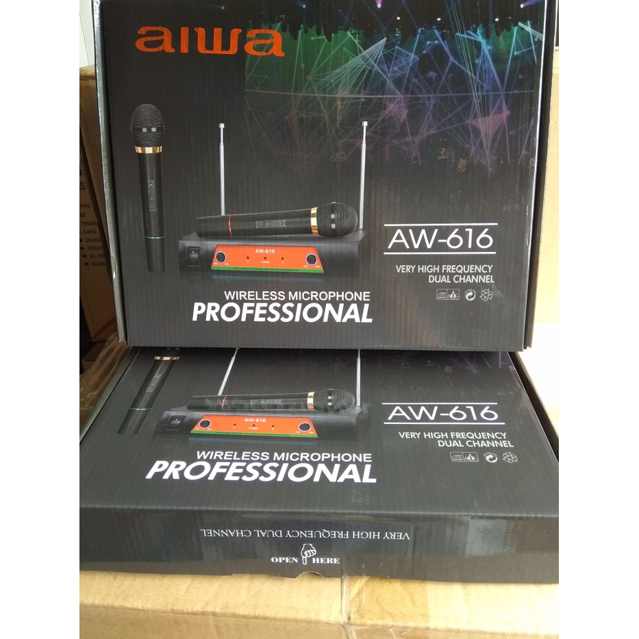 Microphone/Mic Wireless Double Aiwa AW-616  suara jernih