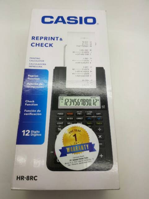 Paket CASIO HR-8 RC + KERTAS + TINTA - Kalkulator Print