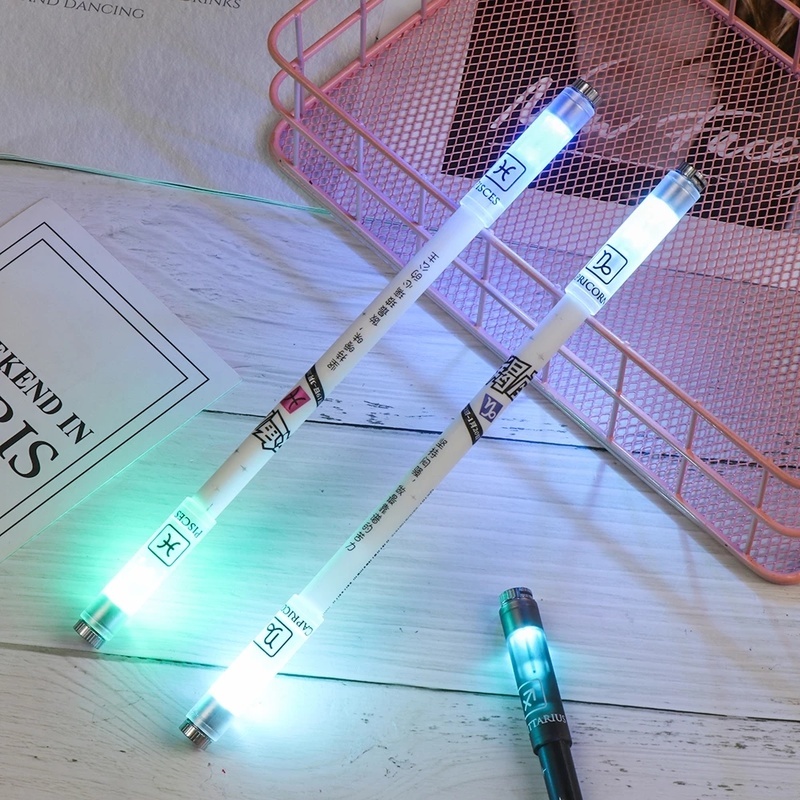 1 Pc / set Pulpen Gel Led Warna-Warni Model Putar Untuk Pelajar