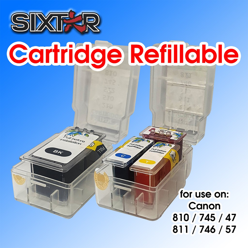 Paket Canon PG 745 dan CL 746 / 47 57 / 810 811 Printer IP2770 / IP2880 / MG2570S / MP287 / TS307 / TR4670S Refillable Sparepart Cartridge Kosongan