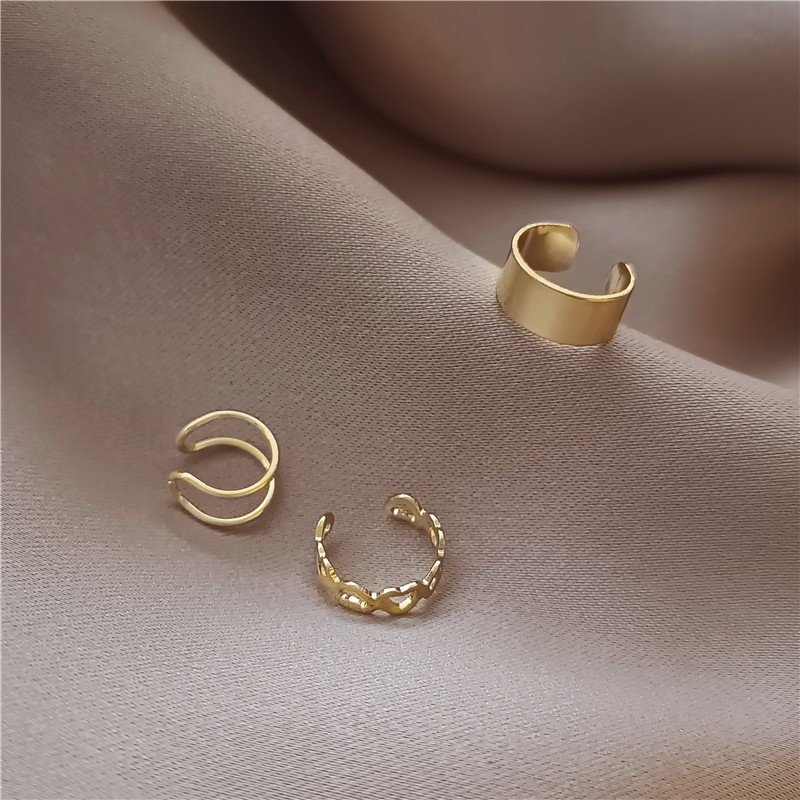 3pcs / Set Anting Klip Tanpa Tindik Untuk Wanita