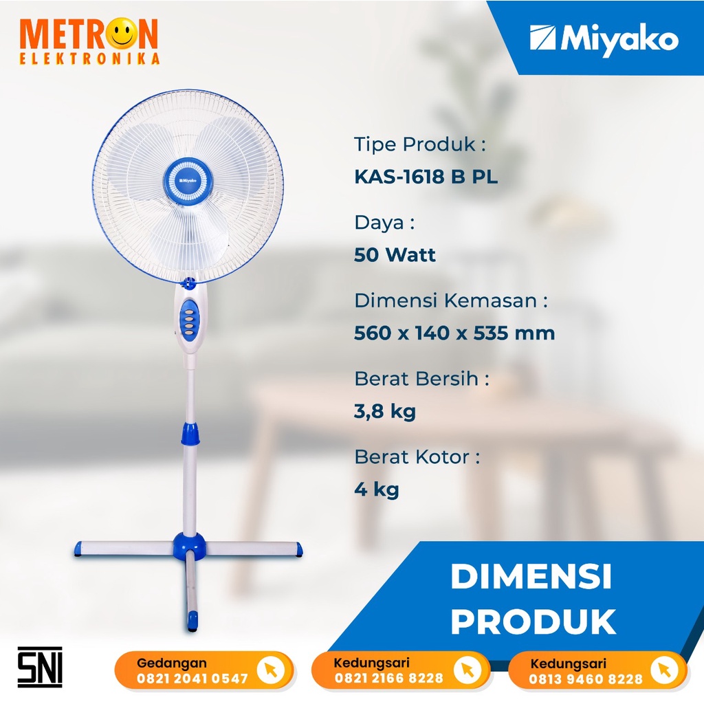 MIYAKO KAS 1618 B KIPAS ANGIN / STAND FAN / KAS1618B