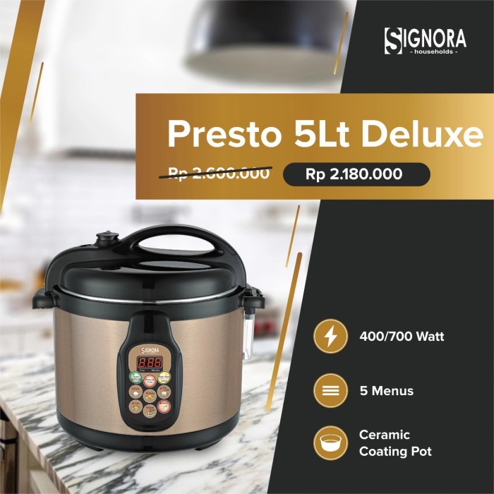 Presto Deluxe 5 liter Signora Kapasitas 5 Liter Bonus Hadiah