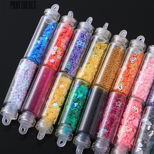 [Bayar Di Tempat] 20 Pcs Mini Botol Kaca Nail Art Tips Stiker Dekorasi Manicure DIY Aksesori