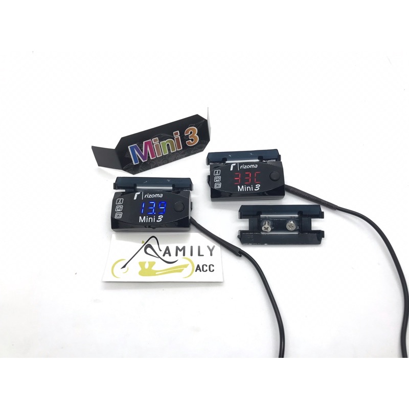 Voltmeter Rizoma 3in1 Digital Volt Meter Aki, Jam Digital dan Temperatur Suhu Motor Universal