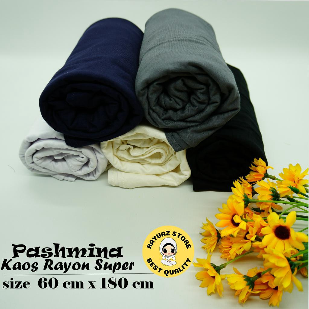 Hijab Pashmina Kaos Rayon Super Kerudung Shawl Panjang Polos