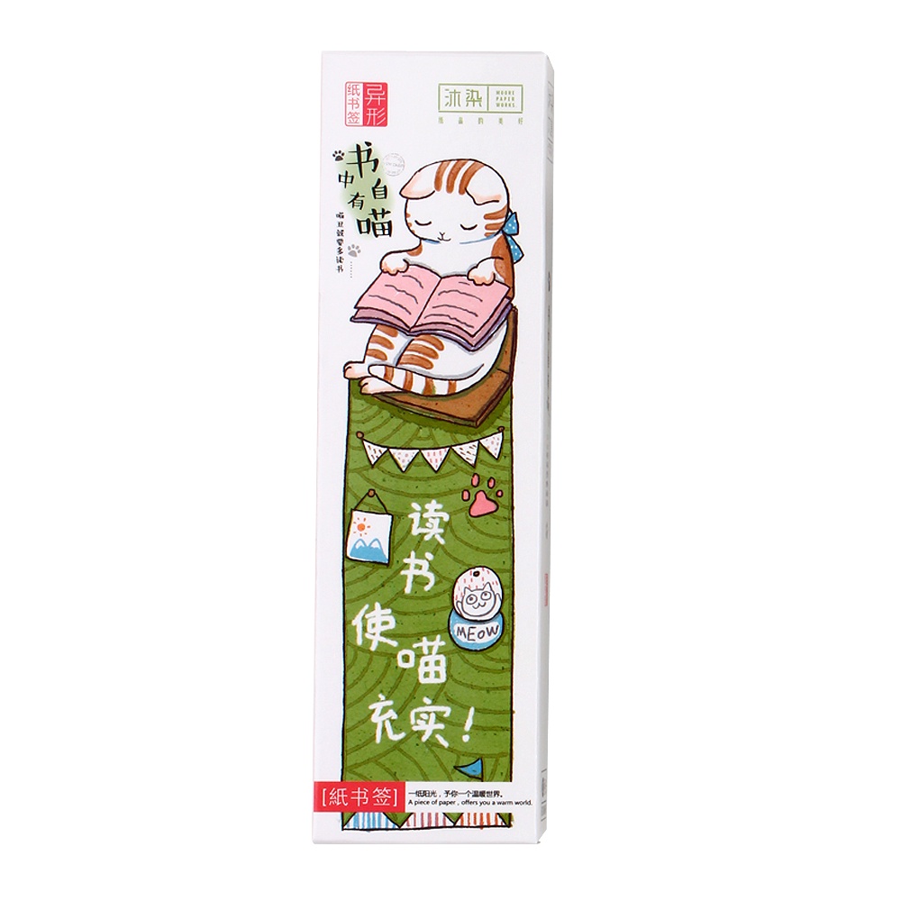 30pcs / lot Pembatas Buku Desain Kartun Kucing Lucu Bahan Kertas