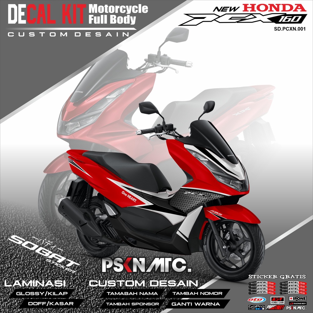 Decal PCX 160 - Dekal Stiker Striping Fullbody Fullblock List HONDA PCX 160 2022 Custom Desain RACIN