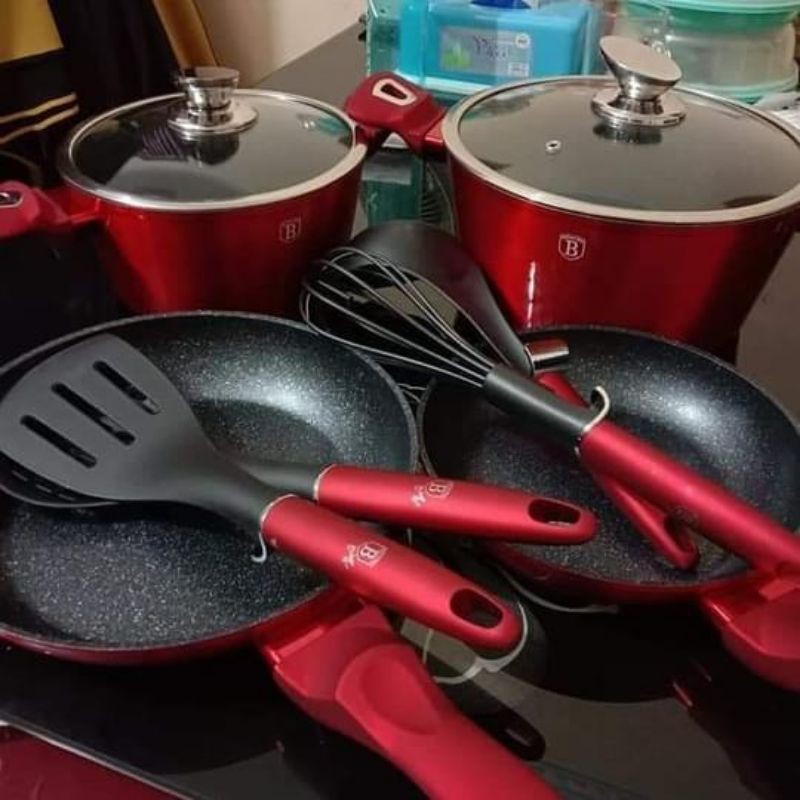 Panci Set/Panci Sultan Berlinger Haus 10 pcs Cookware Set Burgundy Metallic Line