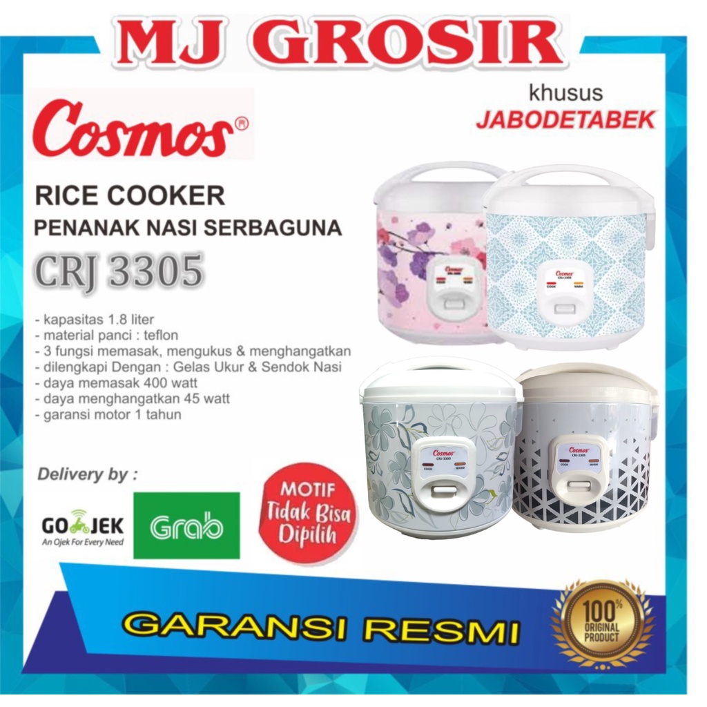 PROMO MAGIC COM COSMOS CRJ 3305 TEFLON 1.8 LITER MURAH RICE COOKER