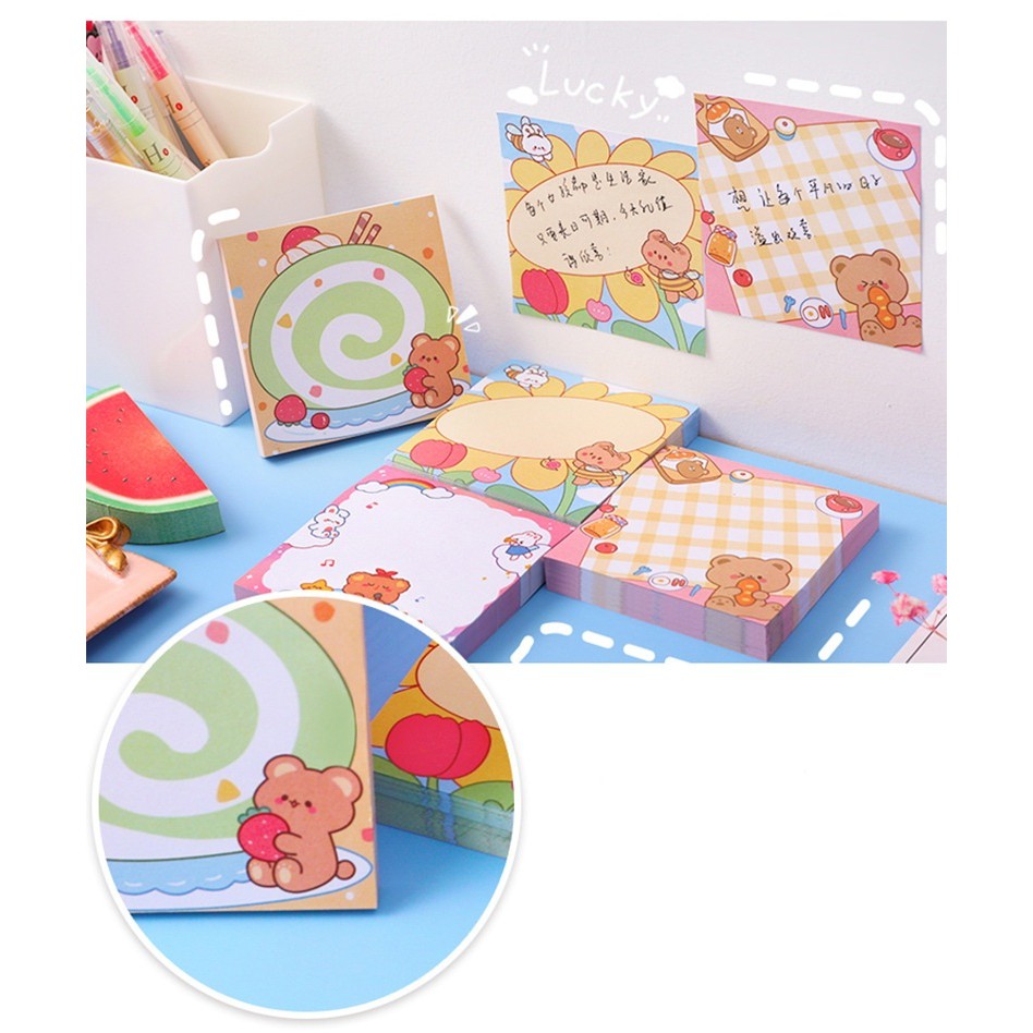 STIKY NOTES LUCU MEMO PAD BERUANG COKLAT tema kue-3