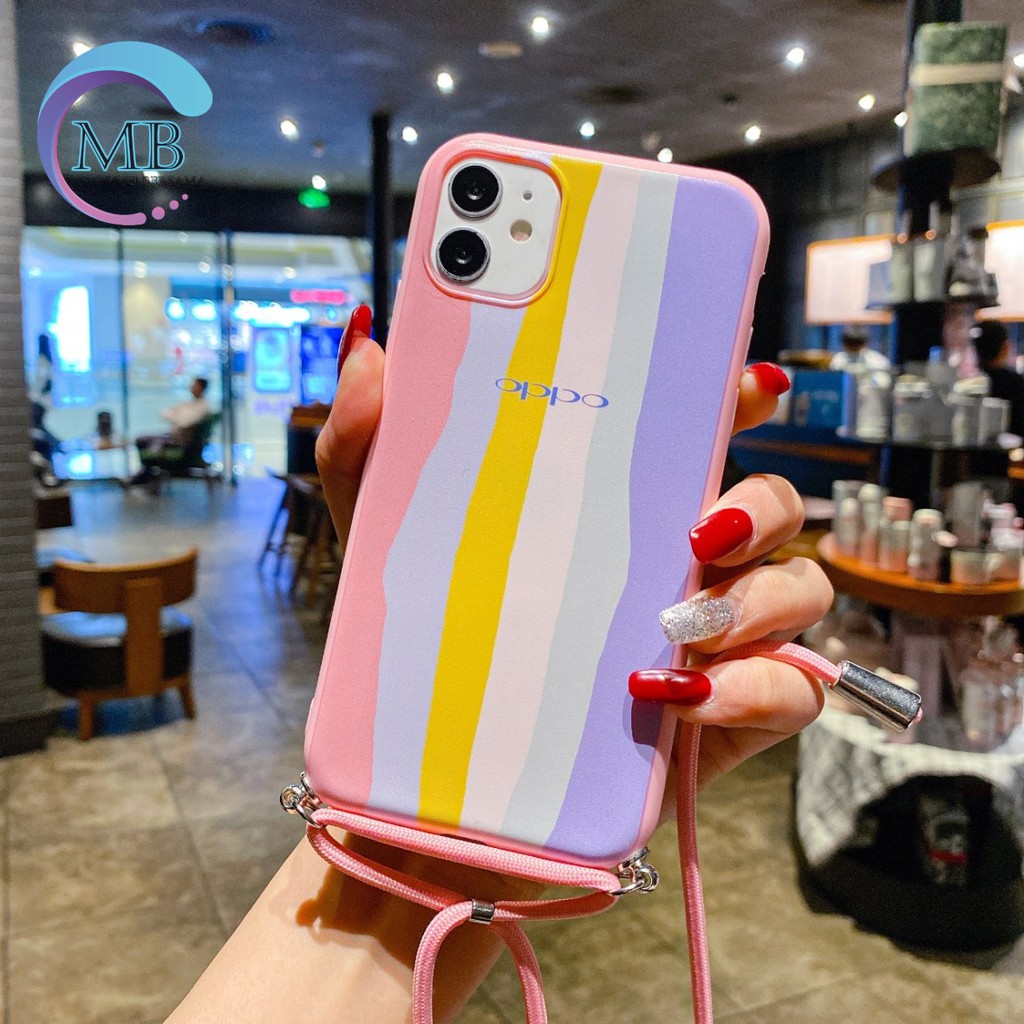 SS165 CASE Tali Slingcase Lanyard Rainbow Oppo A15 A15s A52 A92 A53 A33 Reno 4 4f 2020 MB1094