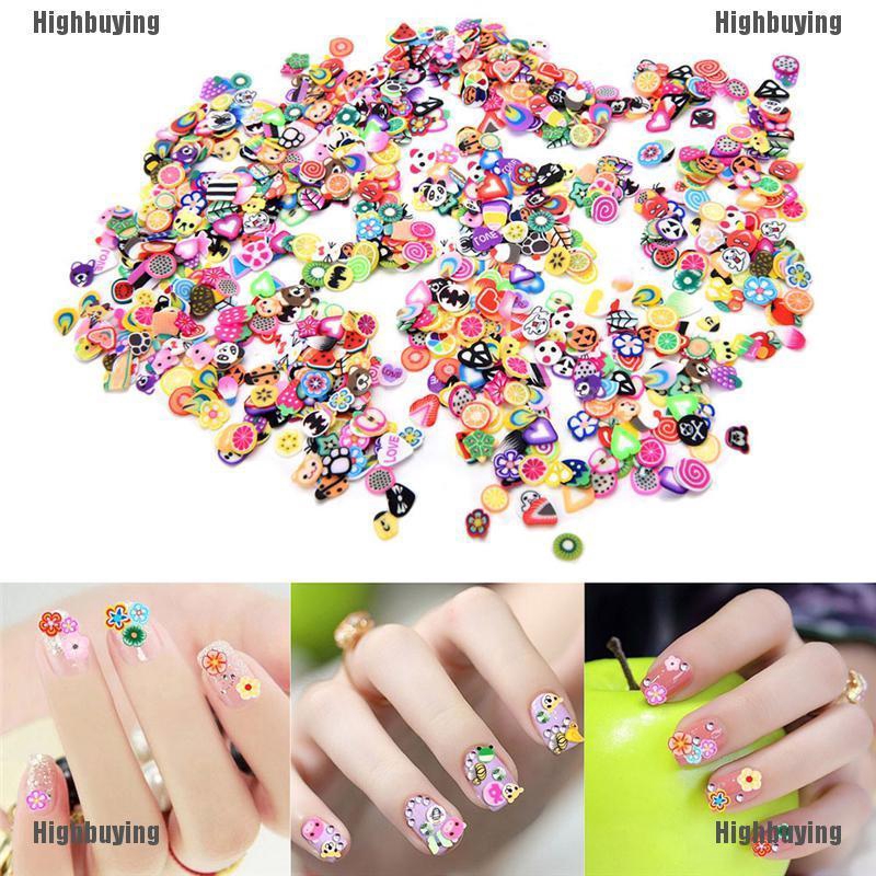 Hbid 1000pcs Fimo Clay Bentuk Buahhewan 3D Untuk Dekorasi Nail Art DIY