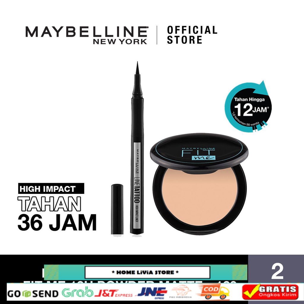 Maybelline Powder Foundation Matte Shade 120 + Maybelline Liquid Eye Liner