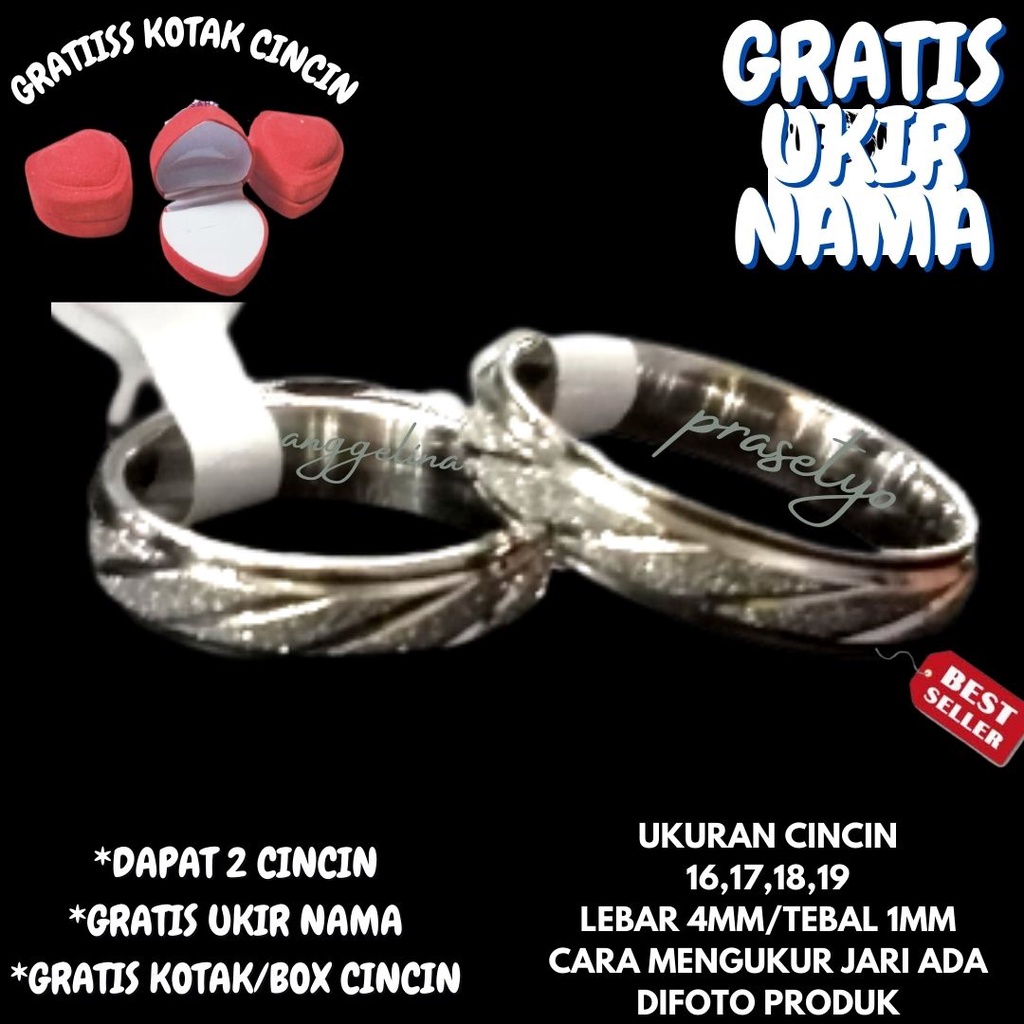 CINCIN NAMA TITANIUM,UKIR NAMA SENDIRI,GRATIS BOX,GRATIS UKIR NAMA,CINCIN PASIR SILANG,CINCIN COUPLE