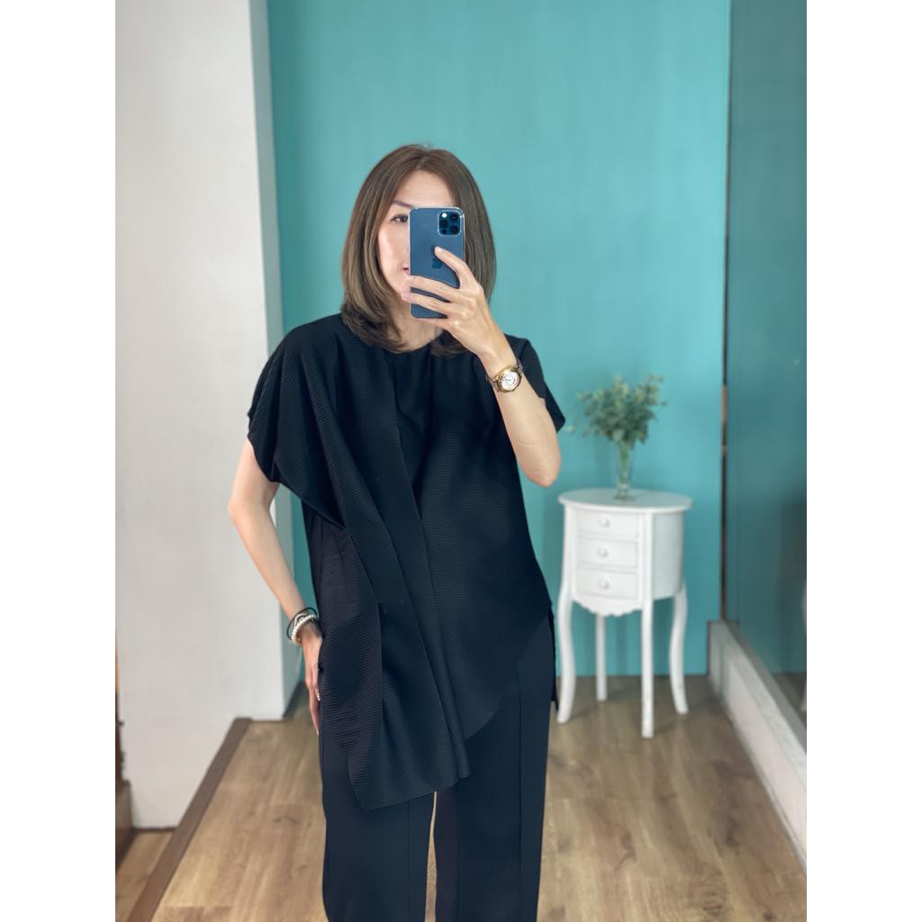 Blus Pleats Fashion Wanita Premium Import