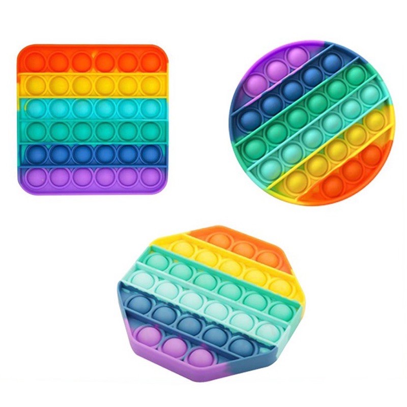 Pop Its Square Mainan pop it murah rainbow multicolor Fidget Toy Push bubble Penghilang Stress - POP