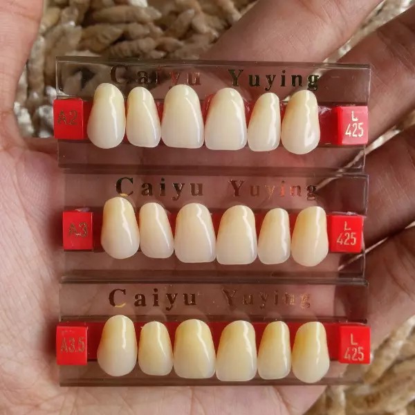 GIGI PALSU / TIRUAN CAIYU YUYING PERPAPAN ISI 6 PILIH ATAS / BAWAH - DENTAL - BELUM MASUK LEM