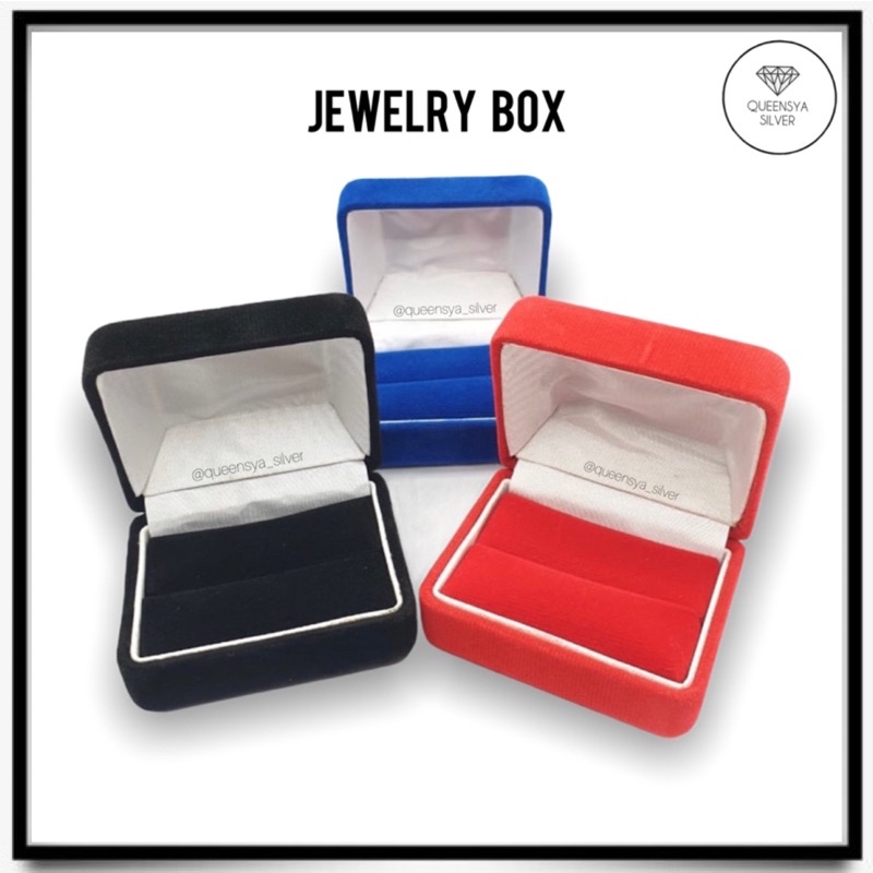 Kotak Cincin | Box Cincin | Tempat cincin Persegi Warna Merah Hitam Biru