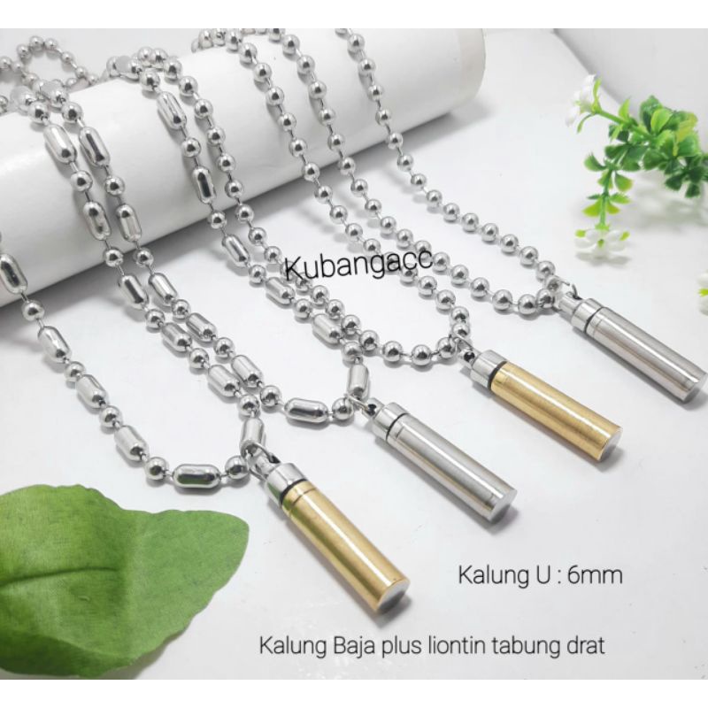 Kalung Rantai Kalung Pria Kalung Baja Liontin Tabung Drat Kalung Monel Anti Karat Kalung Stainless