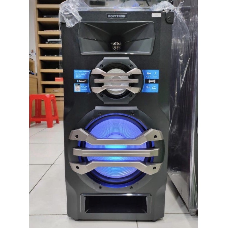 Speaker portable POLYTRON PTS-12K15 + 2 Mic Wireless. Bluetooth USB