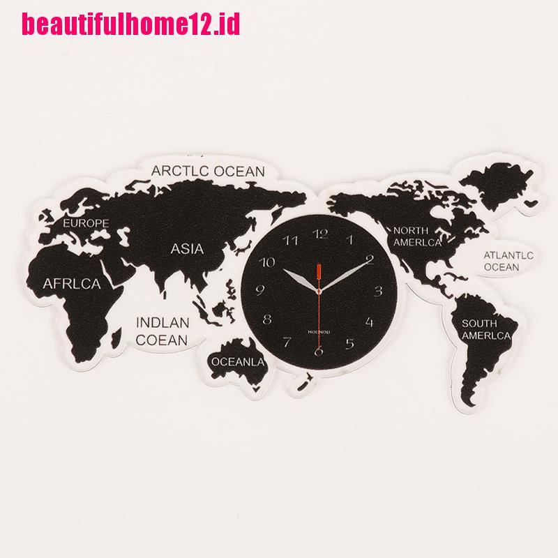 【beautifulhome12.id】1:12 Dollhouse Dollhouse Miniature Props Clock Mini Simulation World Map Clock