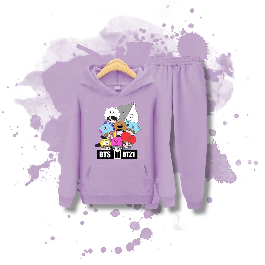 SETELAN HOODIE SWEATER ANAK TANGGUNG PEREMPUAN & LAKI-LAKI 4 5 6 7 8 9 10 11 12 13 14 15 TAHUN BTS X