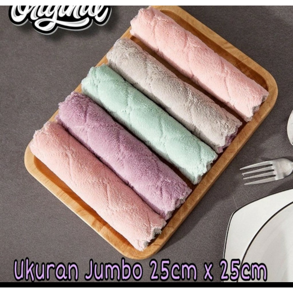 JUMBO Kain Lap Kekinian ANTI MINYAK 2 SISI Kain Piring Dapur 25x25cm TERMURAH