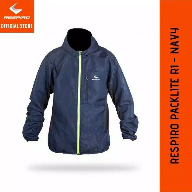 JAKET HOODIE RESPIRO PACKLITE R1 PRIA WANITA AKTIF PRAKTIS POUCH FLEKSIBEL WINDPROOF