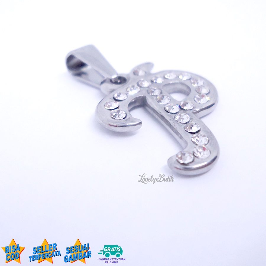 Lovelybutik Liontin Huruf Titanium Inisial P Klasik Emas &amp; Silver