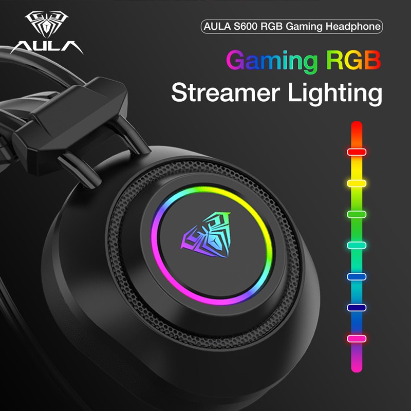 Headset Gaming AULA S600 USB Virtual 7.1 Surround-RGB Light-AULA S-600