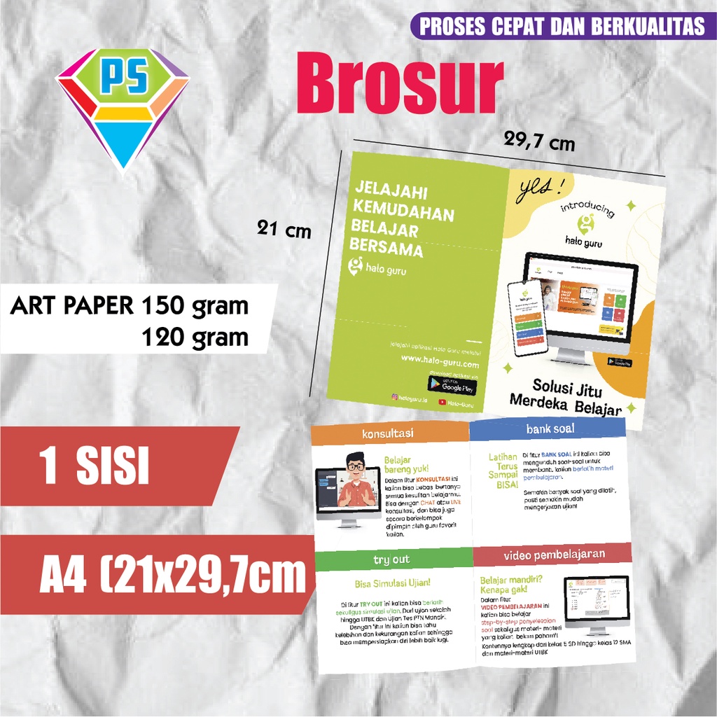 

CETAK BROSUR A4 1 SISI & 2 SISI