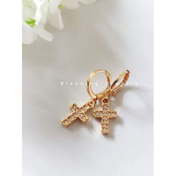 Anting Xuping Salib Warna Emas Anting Rohani