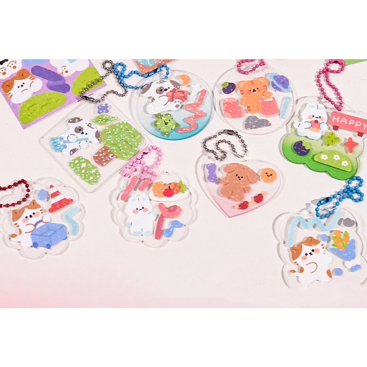 50 Pcs / set Stiker glitter Motif Kartun Hewan Gaya Korea Untuk Dekorasi album Foto