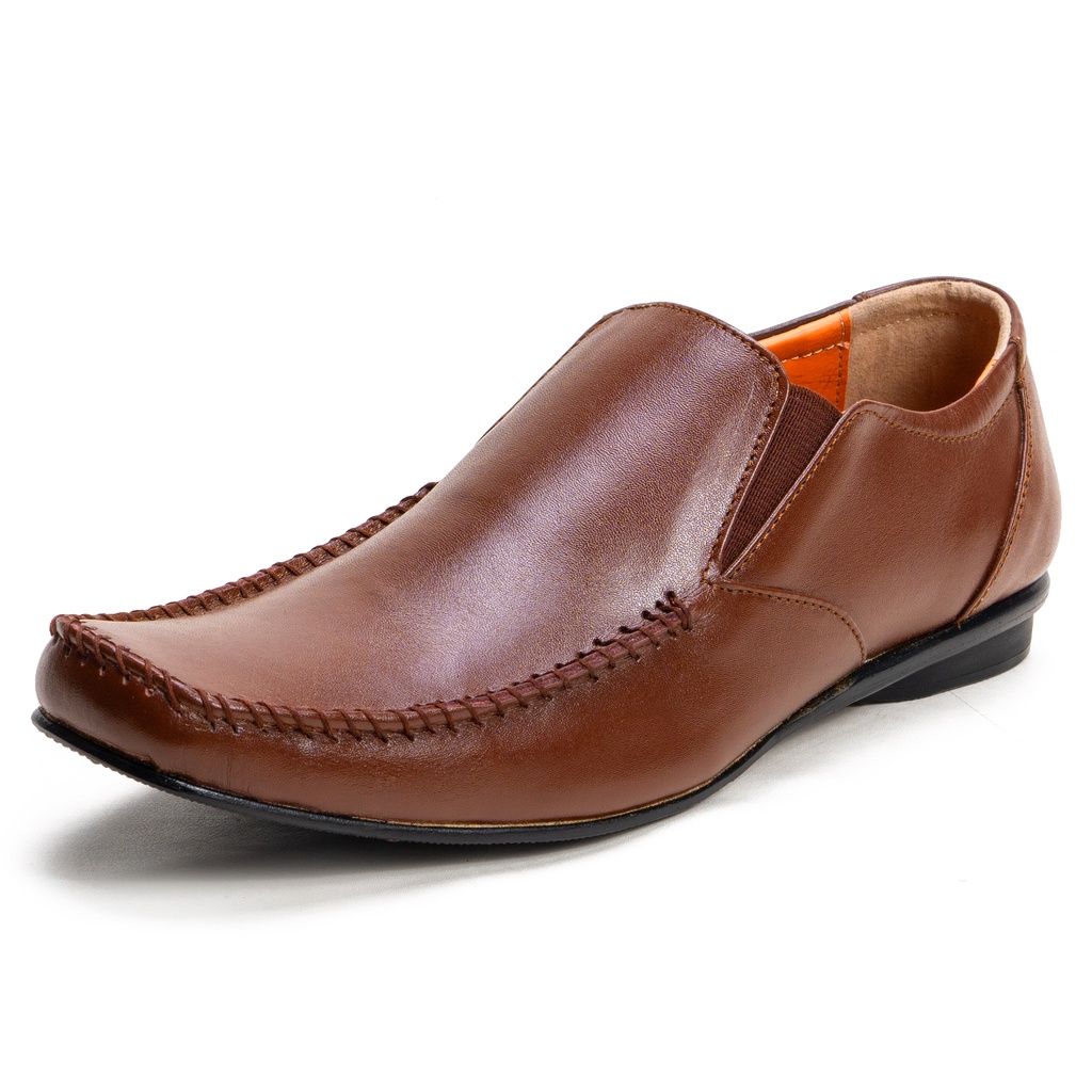 Sepatu Kulit Pantofel Pria Formal Tanpa Tali Rajut Moccasin Handmade M9603