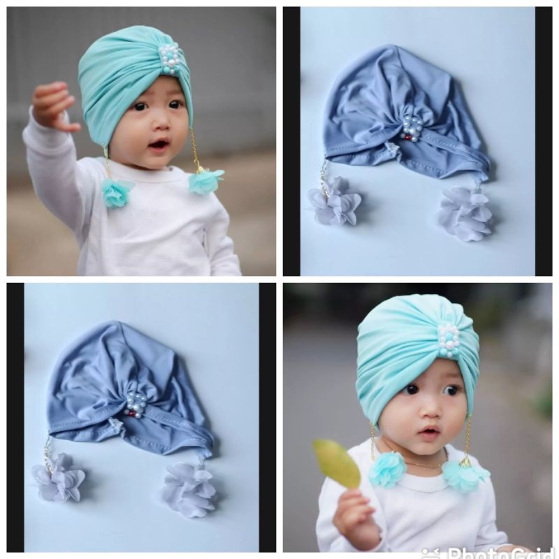 turban Anting Flower anak bayi perempuan Usia 0 - 3 Tahun | ciput baby new born 6 - 2 thn | bandana Baby Girl newborn import Premium lucu 1 - 5 Bulan