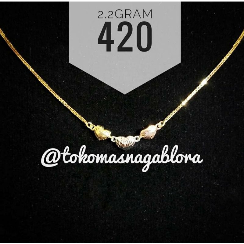 KALUNG ITALY VARIASI LIONTIN LOVE TRIPLE EMAS 420