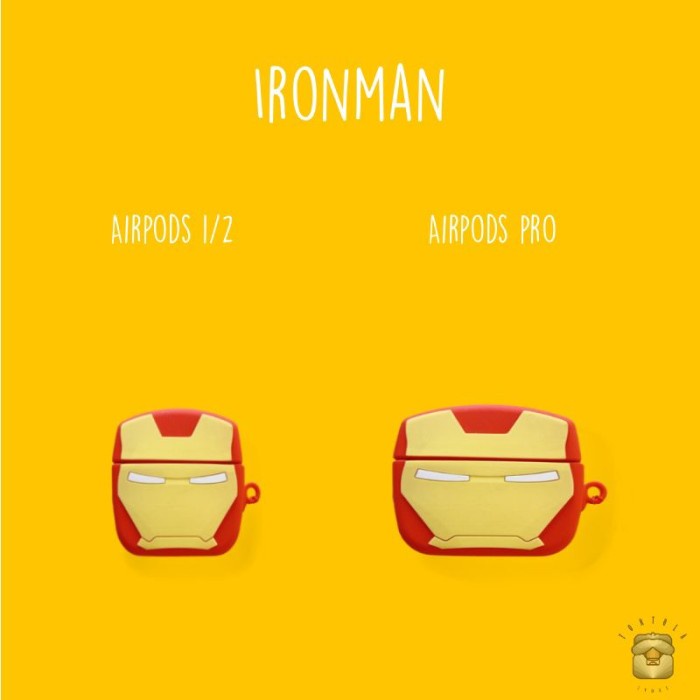 Airpods 1/2 Airpods Pro Airpods Case 3D Rubber + Strap Ironman - Airpods 1/2
