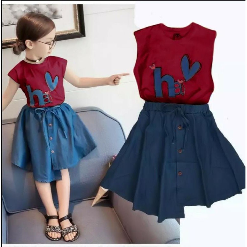 Setelan Anak Cewek / Set Anak Usia 3-5 Tahun / Set Rok Halove