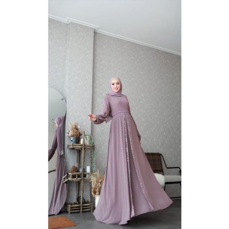 NEW RESYKA GAMIS PESTA POLOS MEWAH LD 108 / DRESS PESTA MUSLIM KEKINIAN TERLARIS / GAUN PESTA BRESMA