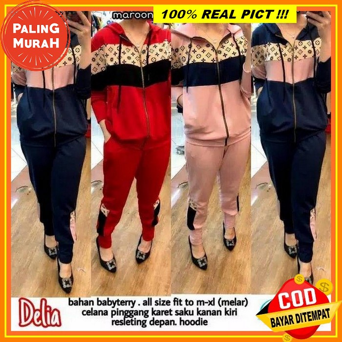 Baju Setelan Wanita Kekinian Terbaru 2022 Setelan Baju Celana Merah Putih Wanita Import Jumbo One Se