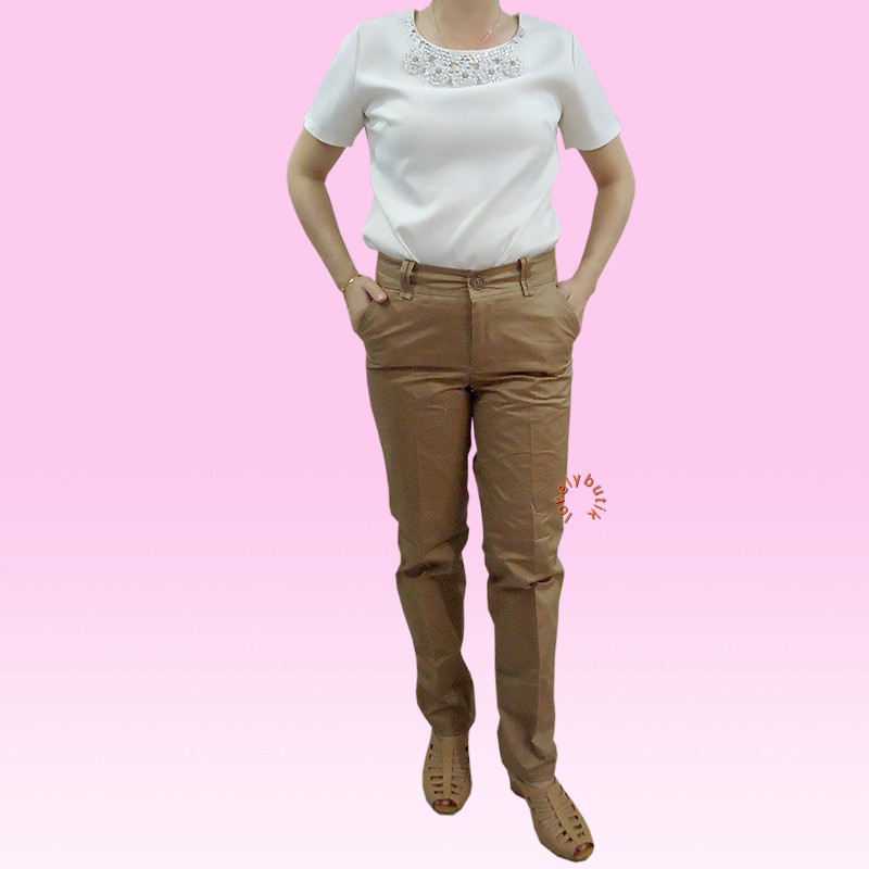 ovelybutik Office Celana  Chino Wanita/Celana Kerja Wanita - BROWN